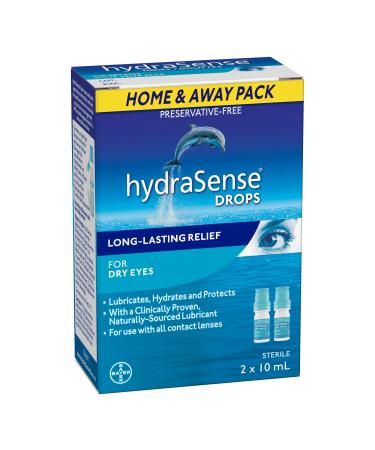 Eye Drops for Dry Eyes Fast and Long-Lasting Relief Preservative Free Naturally Sourced Lubricant Home and Away Twin Pack (2 x 10 mL) 20 mL