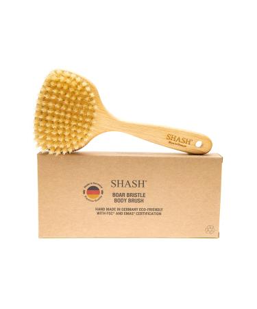 Since 1869 Hand Made in Germany - Smooth 100% Boar Bristle Body Brush  Gently Exfoliates Skin for a Softer  Smoother Complexion  Dry Brush Body Scrubber Promotes Circulation for a Healthy Glow