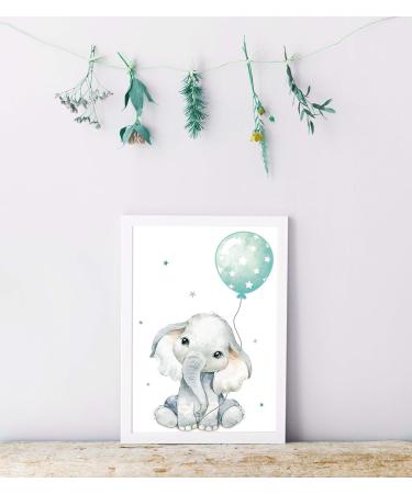 ArtPin Children's Room Decoration: Mint Green Gray Safari Jungle Animal Poster for Boys and Girls - Buy Online on GoSupps.com