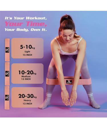 3 Sets Resistance Bands for Glutes, Hips & Legs Workout - Ideal for Home Gym Fitness, Yoga, Pilates - Non-Slip Booty Bands for Women & Men - Physio Resistant Loop Peach - Buy Online on GoSupps.com