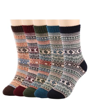 ADFOLF Mens Warm Wool Socks Thick Winter Thermal Stripe Wool Crew Socks Color_5