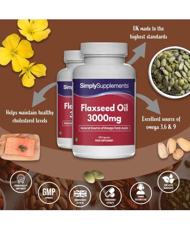Flaxseed Oil Capsules 3000mg | High Strength ALA Source | Fish Oil Alternative | 2 x 180 Capsules | UK Made - Buy Online on GoSupps.com