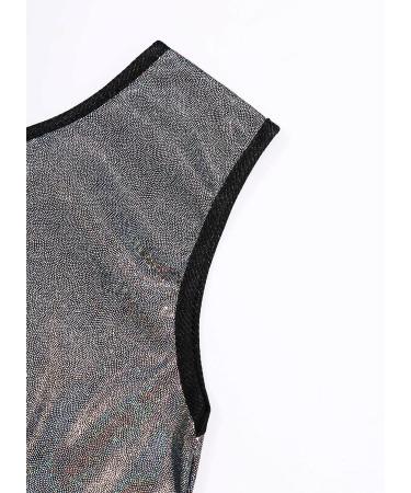 KKmeter Kids Girls One-Shoulder Sequins Dance Crop Top Performance Tank Vest 9-10 Black - Buy Online on GoSupps.com