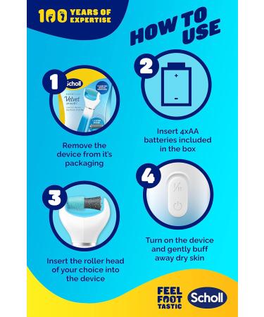 Scholl Velvet Smooth Electric Foot File - Pedicure Hard Skin Remover - Extra Cracked Heel Roller Refill - Blue - 1 Count - Buy Online on GoSupps.com