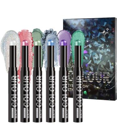  JINGLING JINGLING Eyeshadow Pencil | Iridescent Cream Eyeshadow | 6 Shaded Sticks Waterproof for Travel Daily Cosmetics Holiday Gift - Buy Online on GoSupps.com
