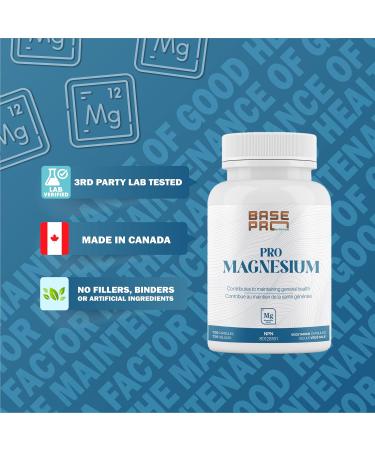 Magnesium | PRO Magnesium - 120 count | Base Pro Nutrition | 120 Vegetarian Capsules | Magnesium Bisglycinate 180mg per capsule | Magnesium Capsules | - Buy Online on GoSupps.com