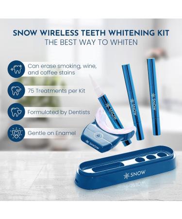 Snow Limited Edition Wireless Teeth Whitening Kit - Water-Resistant LED Whitener | 3 Whitening Wands & Mouthpiece | Ultra-Portable - Blue - Buy Online on GoSupps.com