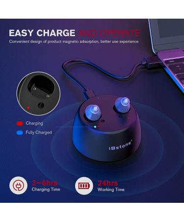 iBstone K18 Rechargeable Mini Hearing Amplifiers - OTC Completely-in-Canal Aids for Comfortable Wear with Masks and Glasses, Black (Pair) - Buy Online on GoSupps.com