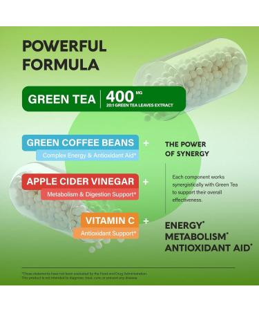 Green Tea Extract - 50% EGCG Extra Strength 20:1 Extract - Natural Green Tea Supplement + Green Coffee Beans & Apple Cider Vinegar - Energy & Metabolism Support - for Men & Women - Vegan 120 Capsules - Buy Online on GoSupps.com
