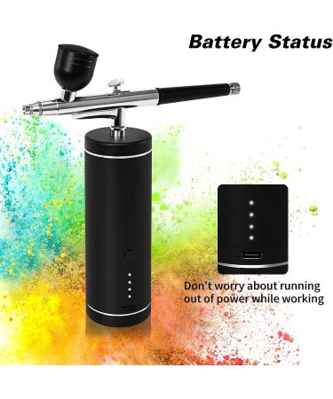 Titoe Cordless Airbrush Kit with Compressor - Portable Air Brush Gun Set for Model, Nail, Tattoo, Cake Decorating in Gray with Power Display - Buy Online on GoSupps.com
