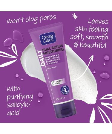 Clean & Clear Dual Action Moisturiser 100ml - Hydrating Face Moisturizer - Buy Online on GoSupps.com