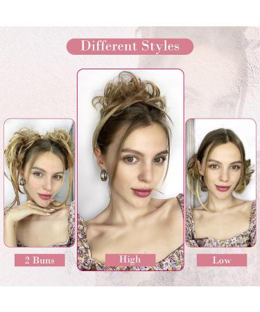 REECHO Super Long Messy Bun Hair Piece in Dark Ash Blonde - Curly Wavy Updo Hair Extensions Scrunchie for Women and Girls - Buy Online on GoSupps.com