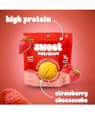 Sweet Nutrition Protein Cookies Strawberry Cheesecake High Protein Gluten Free Low Carb (6 bags/box) - Buy Online on GoSupps.com