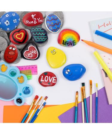 28 Pcs River Rocks for Painting - 6lbs Big Rocks & 12 Paint Brushes | Kindness Stones DIY Gift Set - Buy Online on GoSupps.com