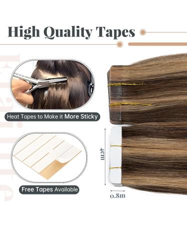 Elailite 30cm Tape Extensions - Real Remy Hair 20 Pieces #4/27 Medium Brown & Dark Blonde Smooth Adhesive - International Shipping Available - Buy Online on GoSupps.com