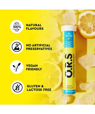 O.R.S Hydration Tablets with Electrolytes Vegan Gluten and Lactose Free Formula Soluble Sports Hydration Tablets with Natural Lemon Flavour 24 Tablets Lemon 24 Count (Pack of 1) - Buy Online on GoSupps.com