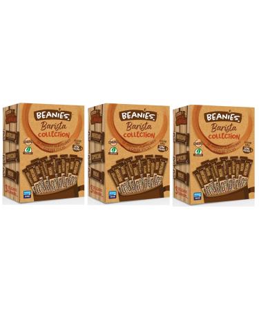 3 x Beanies Flavoured Barista Collection Coffee Sachets Variety Box - 12 Per Pack - Mixed Americano Cappuccino Mocha Instant Coffee - Vegan nut free low calories