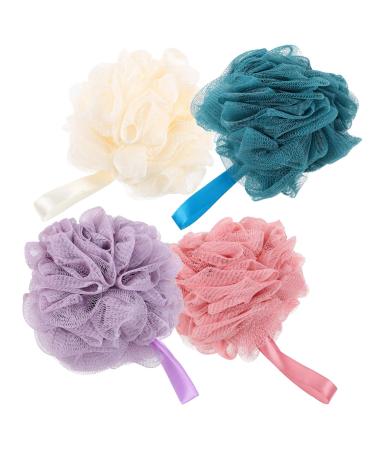 Beavorty 4pcs Shower Loofah Bathing Skin Scrubber Body Wash Ball Exfoliating Bathing Ball