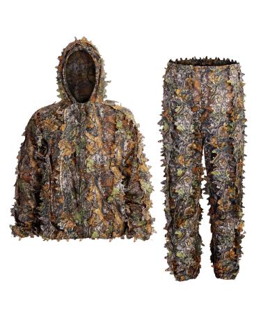SCYLFEHDP Ghillie Suit, 3D Leafy Ghillie Suit and Camo Suit, Ghillie Suit for Men, Camouflage Suits, Turkey Hunting, Lightweight Gear Hunting Clothes for Outdoor Woodland and Halloween. L(Fit Tall 5.9-6.2ft )