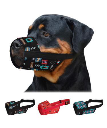 Collardirect Dog Maulkorb - adjustable soft breathable nylon for small medium large dogs against chewing barking biting - 3 tribal patterns (pattern 2) pattern 2 l/xl
