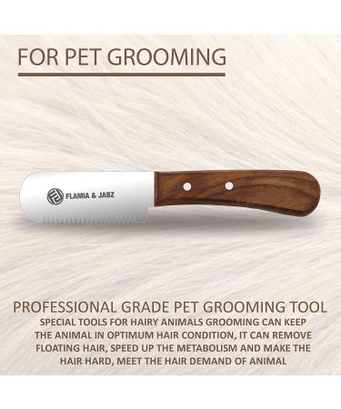 FLAMIA & JABZ Professional Dog Grooming Hand Stripping Knife - Red Meranti Wood Handle, Coarse Stainless Steel Blade - Right Handed - Buy Online on GoSupps.com
