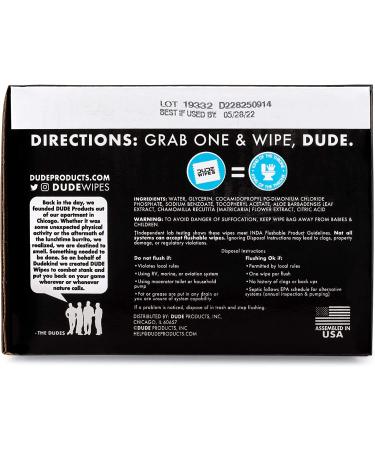 Dude Flushable Wipes - 42 Count, Fragrance-Free Wet Wipes, Pack of 8 - Upgrade from Baby Wipes - Buy Online on GoSupps.com