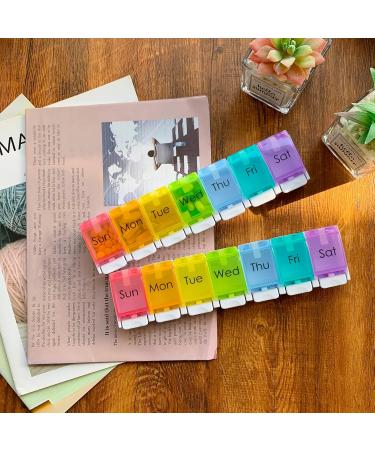 2 Pcs XL Weekly Pill Organizer - Arthritis Friendly Travel 7 Day Pill Box Large Vitamin & Supplement Case - Popup Open Design (Rainbow - Buy Online on GoSupps.com