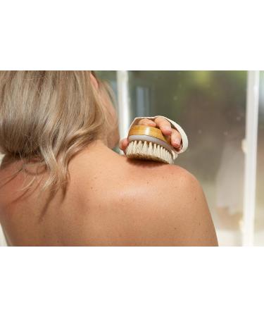 Hand Size Dry Brushing Body Brush for Face, Foot, and Legs - Exfoliate, Tighten Skin, Reduce Cellulite - Natural Bristle Scrubber for Dead Skin & Lymphatic Drainage - Buy Online on GoSupps.com