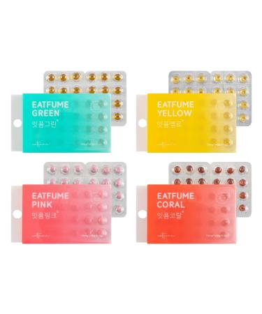 EATFUME Breath Freshener - Vegetarian capsules for mouth and gut, Individual Pack | Bad Breath Saver with Natural Fruity Peppermint, Rosemary, Lemon Oils (4 Flavors, 0.6oz) (4 Pack)