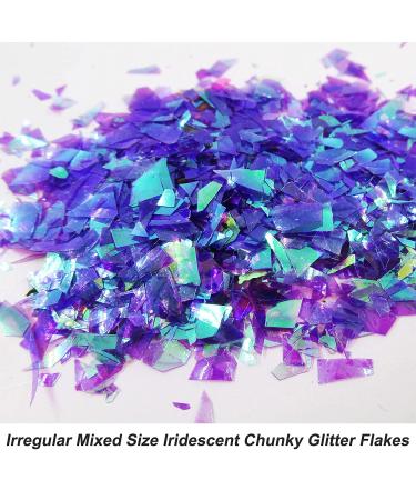 12 Colors Iridescent Chunky Glitter Flakes Kit - Mermaid Irregular | Resin Epoxy Art Craft Glitters for Festival, Nail, Body & Cosmetic Decoration - Buy Online on GoSupps.com