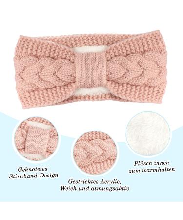 Telgoner Winter Headband for Women - 2 Pack Knitted Ear Warmers Elastic Hair Bands for Girls (White + Pink) - Buy Online on GoSupps.com