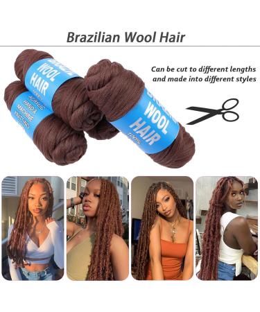 Samtress 2 Roll Honey Brown Brazilian Wool Hair Acrylic Yarn for African Crochet Braids Faux Locs Knitting Hair Synthetic Fiber Hair Extensions (#30) - Buy Online on GoSupps.com