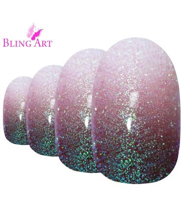 Shop Bling Art Red Brown Gel Ombre False Nails - 24 Premium Oval Artificial Nails with Glue - Perfect for Stunning Nail Art - Buy Online on GoSupps.com