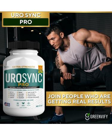 UroSync Pro Natural Herbal Prostate Support 60 Capsules Extra Strength with Saw Palmetto Vitamins E & B6 Gluten Free Non-GMO (3) - Buy Online on GoSupps.com