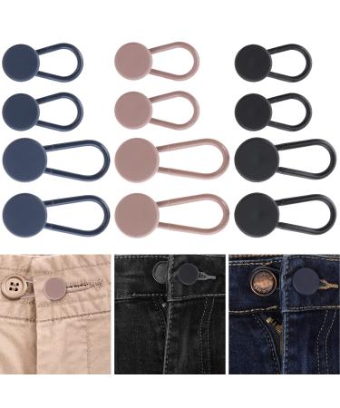 cobee Waist Pants Button Extender 12 Pieces Waistband Extender Buttons for Men Women Jeans Button Expander No Sew Button 0.6/1.2in 2 Sizes(Inelastic)