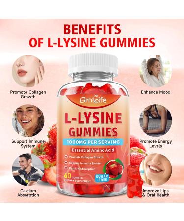 2 Pack L-Lysine 1000mg Gummies Chewable Lysine Supplement for Adults & Kids Essential Amino Acid Supplement for Immune Support Collagen Formation Support Strawberry 120 Count 120 Count (Pack of 1) - Buy Online on GoSupps.com