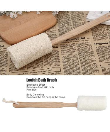 Exfoliating Loofah Bath Brush with Wooden Handle - Shower and Body Scrubber for Men and Women - Buy Online on GoSupps.com