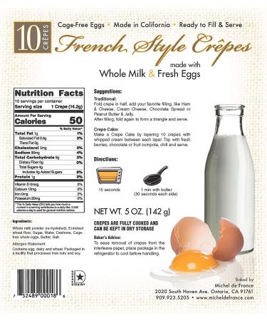 Michel De France All Natural Crepes - 10 OZ, No Preservatives, Ready to Eat - Ideal for Jam, Berries or Mille Crepes Cake - 10 Pieces x 2 Packs - Buy Online on GoSupps.com