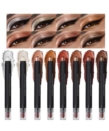 B tonnet Paupi res | 8 Pi ces Stylo Paupi res Imperm able - Effet Lumi re & Brillant - Liner Cr meux Multi-Usage Pour Femmes & Filles - Maquillage F te & Beaut