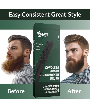REHOYO Beard Straightener Comb for Men | Electric Hair Straightener & Beard Brush - Black | Ideal for Smooth & Tamed Beards - Buy Online on GoSupps.com