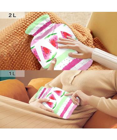 Durable 1L Heat Bottle with Cover Watermelon Striped Warm-Up Bag for Pain Relief & Heat Therapy - Buy Online on GoSupps.com