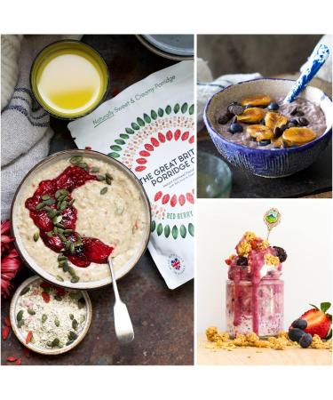 Red Berry & Pumpkin Seed Gluten-Free Instant Oatmeal Porridge from The Great British Porridge Co - Naturally Sweet & Creamy Porridge Oats - 2 x 385g Pouch - 100% Natural Plant Based High Fibre - Buy Online on GoSupps.com