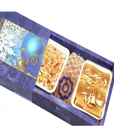 Ghasitaram Gifts Indian Sweets - Diwali Gifts Diwali Hamper Sweet Hampers - Mysore Pak Namkeen and Almonds Pouch Hamper