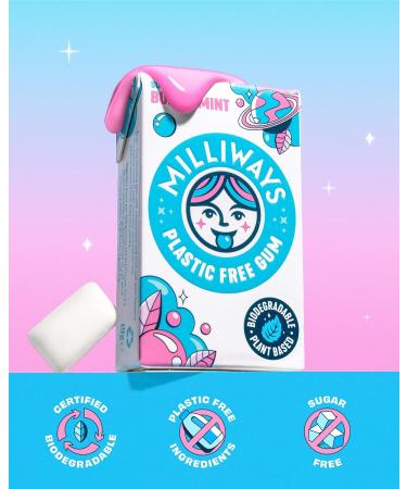 Milliways Super Natural Gum Bubblemint chewing-gum | 12 paquets de 10 pi ces (120 pi ces au total) | base de plantes xylitol sans plastique sans sucre sans aspartame 1 unit (Lot de 12) - Buy Online on GoSupps.com