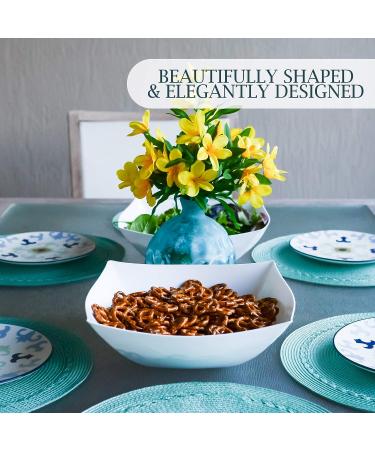 PLASTICPRO Disposable 128oz Square Serving Bowls - Pack of 4, Extra Large Plastic Elegant White Bowls for Parties, Snacks, and Salads - Buy Online on GoSupps.com