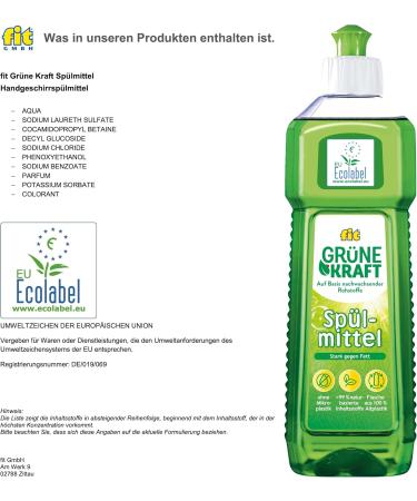 Fit Dishes Liquid (12 x 500ml) - Biodegradable & Sustainable Vegan Detergent | Eco-Friendly Cleaning Power - Buy Online on GoSupps.com