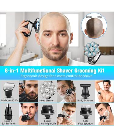 Head Shaver for Men - 9D Electric Razor IP67 Waterproof 6 in 1 Grooming Kit | Perfect Gift for Bald Heads - Buy Online on GoSupps.com