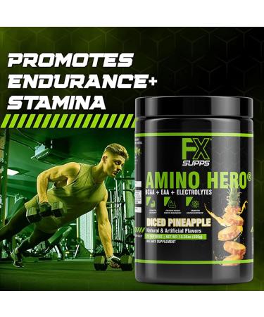 Amino Hero Diced Pineapple Flavor | 25 Servings Post-Workout Recovery Drink | Energy Powder Mix with BCAA EAA & Electrolytes | Endurance & Muscle Support | Buy 2 Packs Online - Buy Online on GoSupps.com