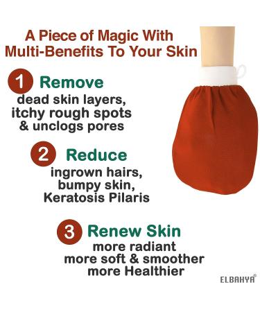 Elbahya Exfoliating Mitt Body Kessa Hammam - 100% Viscose Fiber - Gold Pack - Dead Skin Remover for Keratosis Pilaris - Buy Online on GoSupps.com