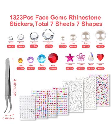 XANGNIER 1323Pcs Face Gems - Self-Adhesive Rhinestones & Jewels for Makeup Body Art Festivals & Crafts - Buy Online on GoSupps.com